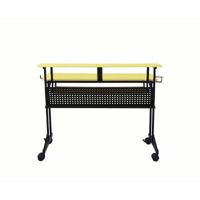 Studio 53'' Yellow Wood Desk with Cup Holder & Keyboard Tray