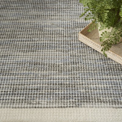 Grey Ivory Geometric 5' x 7' Synthetic Area Rug