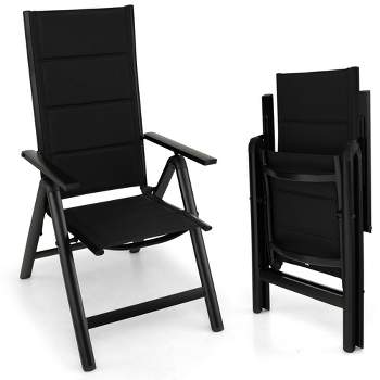 Tangkula Patio Folding Chairs Lightweight Outdoor Dining Chairs w/ Padded Seat
