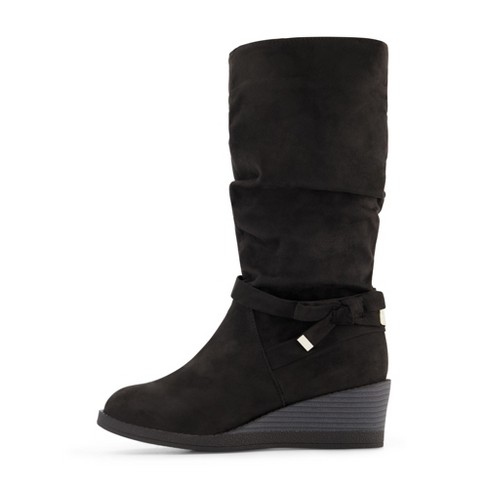 Cute black wedge discount booties