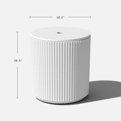 White Concrete-Composite Outdoor Side Table with Umbrella Hole