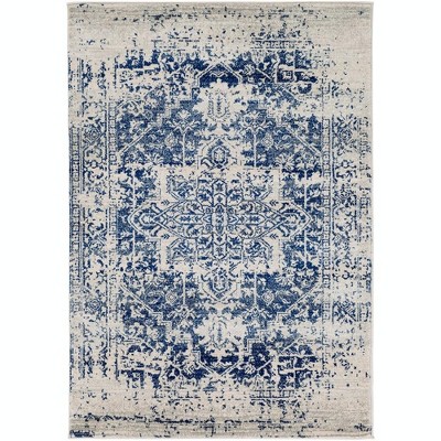 Mark & Day Amelia 3'11"x5'7" Rectangle Woven Indoor Area Rugs Navy: Stain-Resistant, Pet Friendly, Traditional Medallion Design