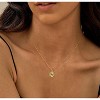 14K Gold Plated Birthstone Necklace, Emerald CZ & Birth Flower Pendant, Dainty Birthday Jewelry Gift for Women - 2 of 4