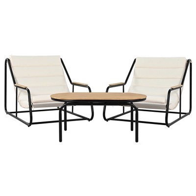 Anybear 3pc beige black chaise set with acacia table
