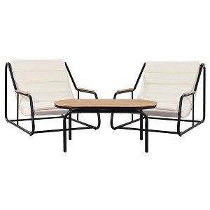 Anybear 3pc beige black chaise set with acacia table - 1 of 4