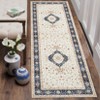 Belgian Wool-Feel Persian Area Rug, Foldable Polyester, Flower Print, Washable, Non-Slip for Hallway, Kitchen, Entryway & Office - 2 of 4