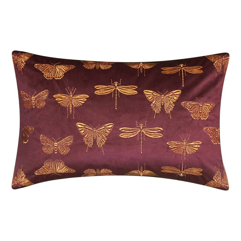 13"x20" Oversize Embroidered Butterflies and Moths Lumbar Throw Pillow - Edie@Home, 1 of 7