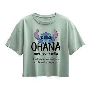Girls' - Disney - Ohana Means Family-Girl Short Sleeve Boxy Tee Short Sleeve Boxy Graphic T-Shirt - 1 of 1