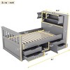 Platform Bed, Bed with Bookcase Headboard and Reversible Shelves, Storage Bed with 4 Storage Drawers, Wooden Frame Bed-Baofuwish - 4 of 4