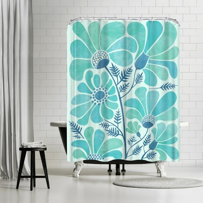 Americanflat Himalayan Blue Poppies by Modern Tropical 71" x 74" Shower Curtain