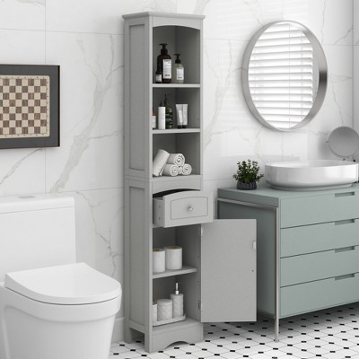 Tall Bathroom Cabinet, Freestanding Storage Cabinet with Drawer