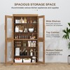 Contemporary Black Wooden Display Cabinet - 6 Shelf Organizer with Four Glass Doors - 2 of 4