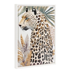 Kate & Laurel All Things Decor 18"x24" Sylvie Beaded Fern Cheetah Framed Canvas by Inkheart Designs White - 1 of 4