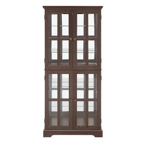 ChicFurnit Decorative Storage Cabinet Curio Display Cabinet with Glass Doors for Home or Office, Brown, 38.39"*20.28"*14.57" - 1 of 4
