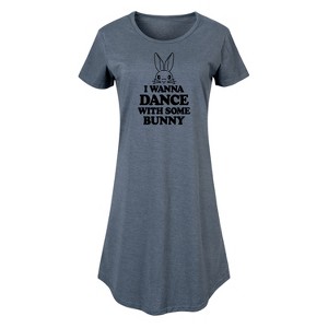 Women's - Instant Message - I Wanna Dance With Some Bunny Graphic T-shirt Dress - 1 of 4