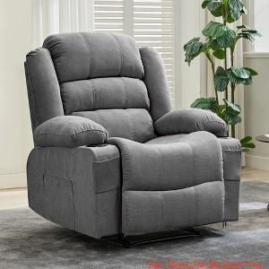 Adult Manual Pull Tab Recliner Chair w/ 3-Position Recline, Widen Overstuffed Single Sofa Lounge Chair w/2 Cup Holder - 1 of 4