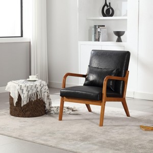 Sapphtopaz Accent Chair Arm Chair Comfortable Lounge Reading Chair with 1 Lumbar Pillow for Living Room, Bedroom, Office - 1 of 4