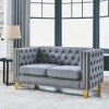 Velvet Buttons Tufted Square Arm 2-Seater Sofa with Metal Legs and Copper Nailhead Trim for Living Room, Bedroom - 2 of 4
