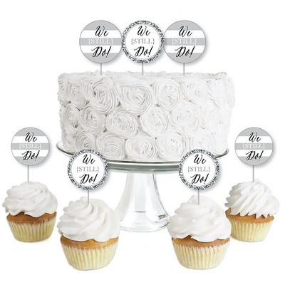 Big Dot of Happiness We Still Do - Wedding Anniversary - Dessert Cupcake Toppers - Anniversary Party Clear Treat Picks - Set of 24