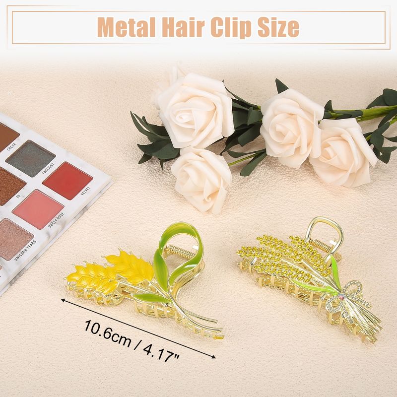 Unique Bargains Women's Flower Metal Hair Claw Clip Yellow 2 Pcs, 3 of 7