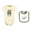 Hudson Baby Infant Boy Cotton Sleep and Play, Bodysuit and Bandana Bib Set, Going On Safari - 3 of 4