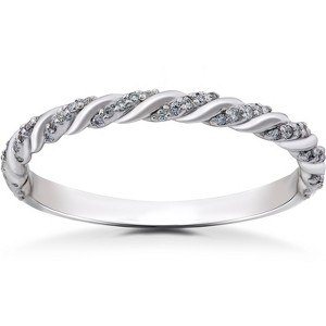 Pompeii3 14K White 1/8 CTW Lab Created Diamond Pavé Twisted Womens Wedding Ring - 1 of 4