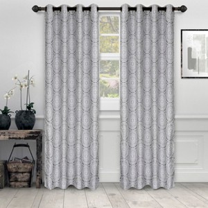 Floral Medallion Jacquard Grommet Curtain Panel Set by Blue Nile Mills - 1 of 4