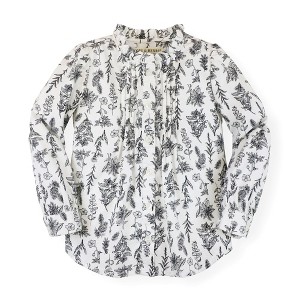 Hope & Henry Girls' Long Sleeve Ruffle Neck Button Down Pintuck Blouse, Kids - 1 of 4