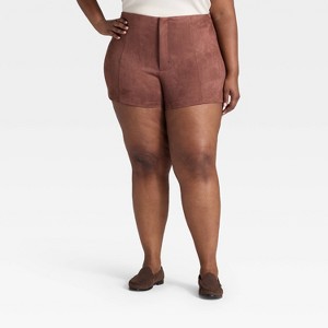 Women's Faux Suede Shorts - A New Day™ Brown - 1 of 3
