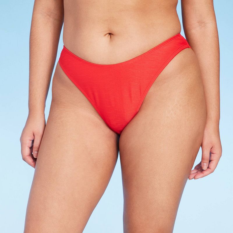Women's Textured High Leg Cheeky Bikini Bottom - Wild Fable™, 5 of 7