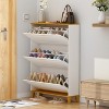 FUFU&GAGA Shoe Cabinet White with Foldable Compartments & Drawer - 3 of 4