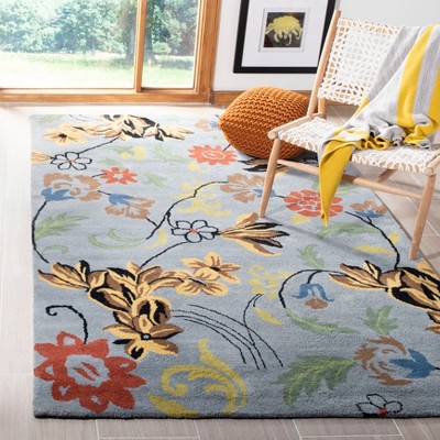 Handmade Tufted Blue and Multicolor Wool Area Rug