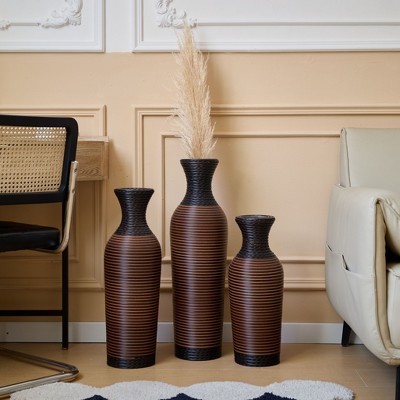 NicBex Vintage Classic Floor Vases Set of 3,  Center Vase High Flower Stand,  Large Standing Vase for Living Room Hallway Corner