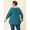 Agnes Orinda Women's Plus Size Tie Tassel V Neck Hollow Bowknot Long Sleeve Casual Blouses - 4 of 4