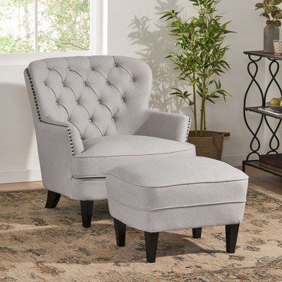 Stylish Upholstered Armchair with Matching Ottoman, Ideal for Modern Living Room Comfort and Style-Christopher Knight Home