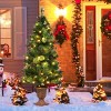 Tangkula 5'Warm White Lighting Christmas Entrance Tree Doorway Pre-Lit Decoration w/ 100 LED Lights Berries Pine Cones - 2 of 4
