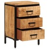 vidaXL Bed Cabinet with 3 Drawers 15.7"x13.8"x24.8" Solid Rough Wood Mango - 2 of 4