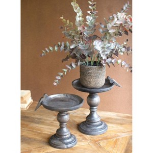 Set of 2 Wooden Display Stands – Bird Detail Rustic Home & Tabletop Decor by Kalalou - 1 of 4