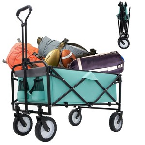 HTUTWOO Collapsible Wagon Cart, Beach Folding Utility Cart, Duty 360 lbs, Utility Wagon Grocery Cart, for Camping Shopping Sports Gardeing Fishing - 1 of 4