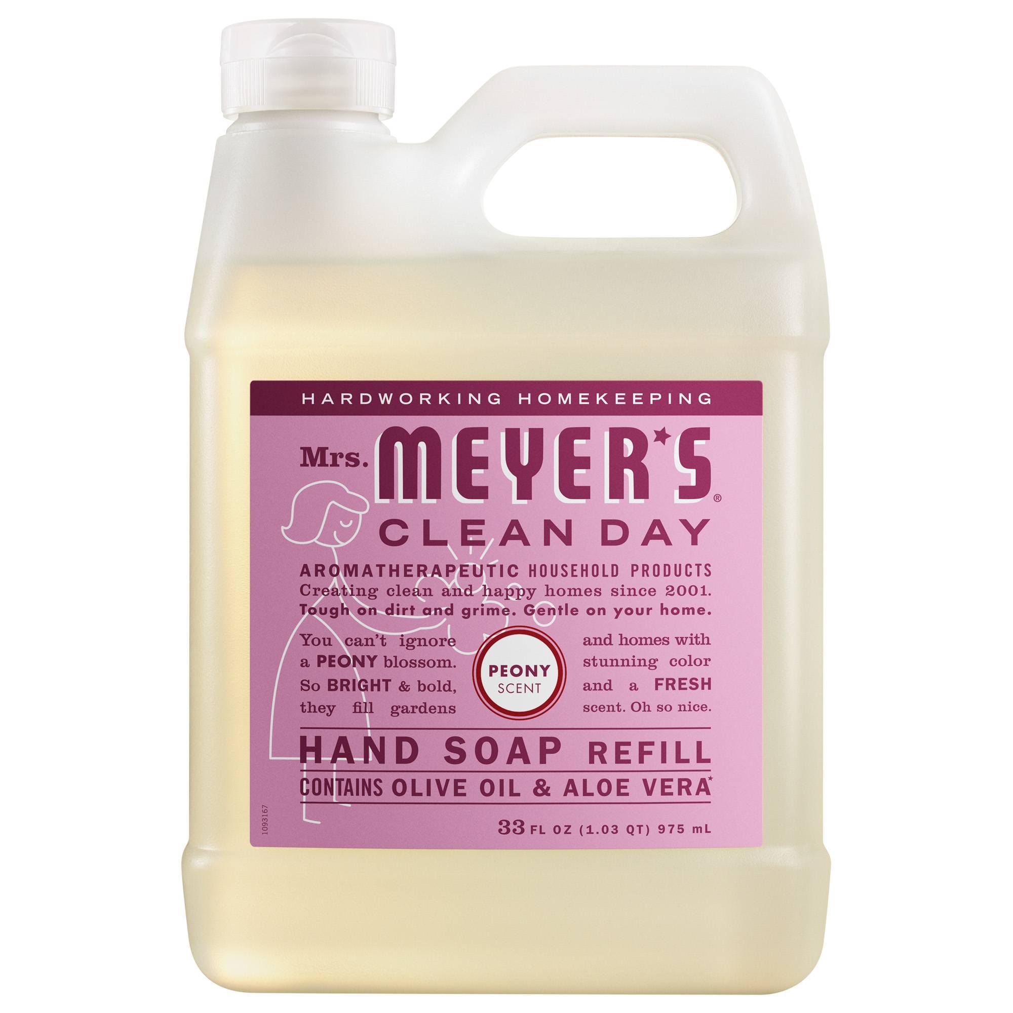 Mrs. Meyer's Clean Day Peony Hand Soap Refill - 33 fl oz: Paraben-Free, Liquid, Hand Soap Refills
