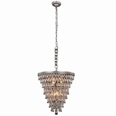 Elegant Lighting Nordic 5 light Antique Silver Pendant Clear Royal Cut Crystal