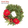 Front Door Christmas Wreath, 16 Inch Artificial Wreath with Flowers and Leaves, Balls and Berries for Home Holiday Decorations - 4 of 4