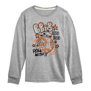 Boys' Star Wars: The Force Awakens BB8 Long Sleeve Graphic T-Shirt - Athletic Heather - X-Large - 1 of 3