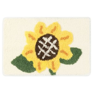 Unique Bargains Bathroom Soft Sunflower Pattern Non-Slip Absorbent Floor Mat - 1 of 4