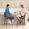 JUJABU 360°Swivel Upholstered Barstools Set of 3 with Backs and Metal Legs, 26" Seat Height Faux Leather Kitchen Counter Stool Chairs - 3 of 4