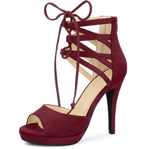 Allegra K Women's Platform Gladiator Strappy Open Toe Stiletto High Heel Sandals - 1 of 4
