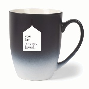 Elanze Designs You Are So Very Loved. Two Toned Ombre Matte 10 ounce New Bone China Coffee Tea Cup Mug, Black and White - 1 of 4