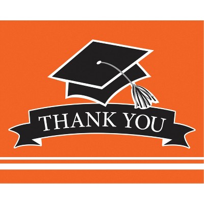 50ct Graduation School Spirit Thank You Notes Orange