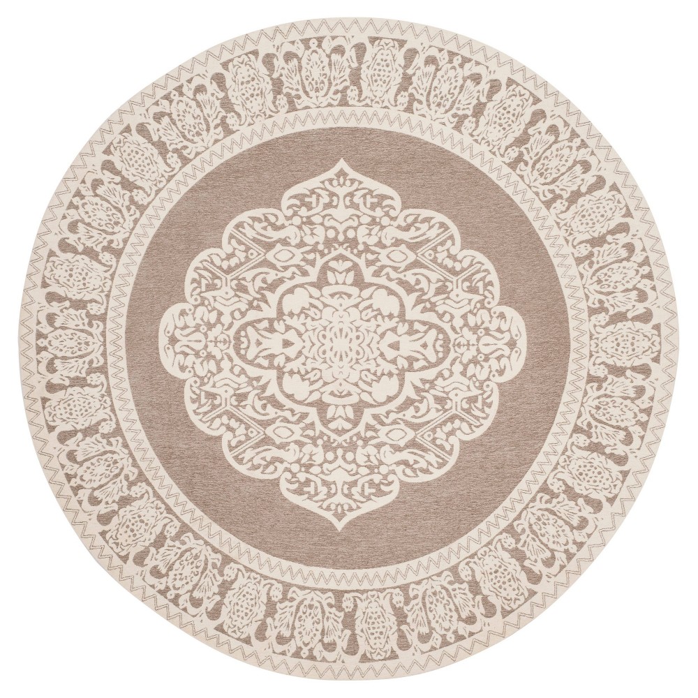 6' Woven Round Area Rug Light Gray/Ivory Medallion - Safavieh