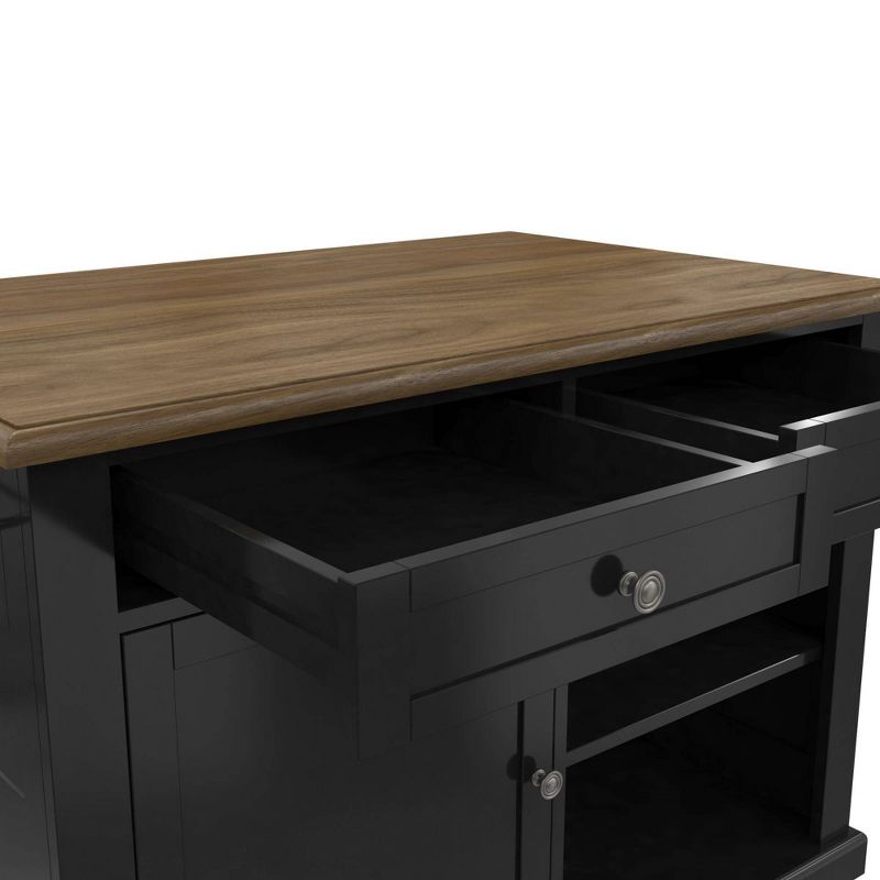 2 Stools and 2 Drawers Mona Kitchen Island with Black - Room and Joy, 6 of 11